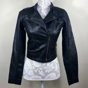 Rubbish Crop Leather Biker Jacket
